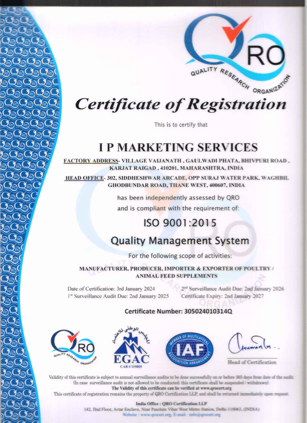 ISO 9001:2015 Certificate